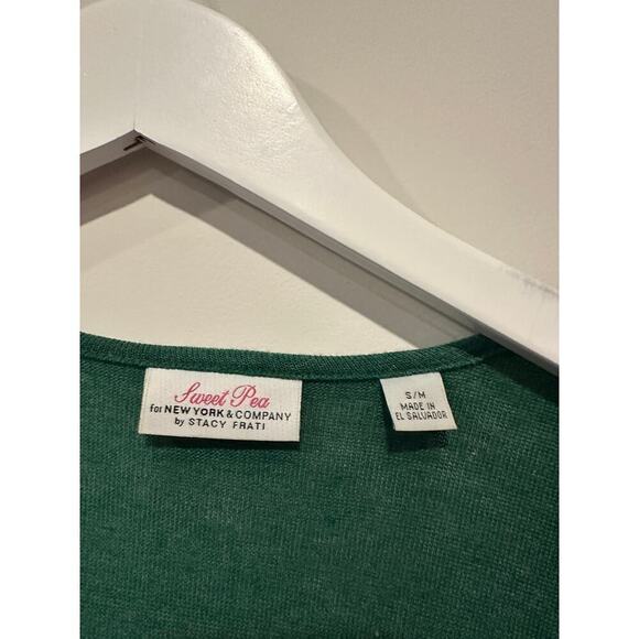 New York & Company Green Long lightweight workwear open front cardigan Size S/M - Picture 3 of 9